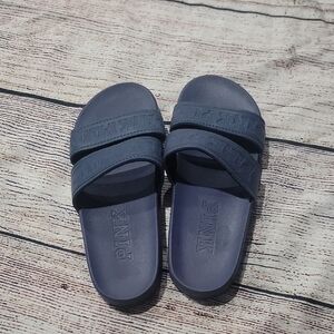 Pink Navy Blue Slide Sandals